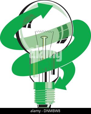 Illustration of energy saver lightbulb done in retro style. Stock Vector