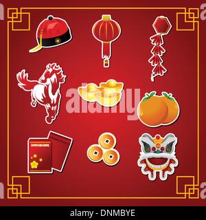 A vector illustration of Chinese new year  icon sets Stock Vector