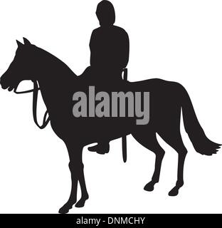 Illustration of a military horseman on horseback riding horse. Stock Vector