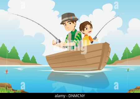 Kid fishing on lake Stock Vector Images - Alamy