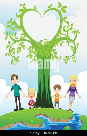 A vector illustration of a happy family Stock Vector