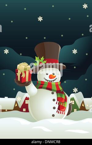 Christmas vector illustration with snowman Stock Vector Image & Art - Alamy