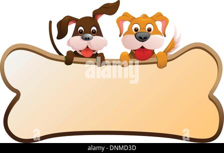 A vector illustration of two dogs holding a banner Stock Vector