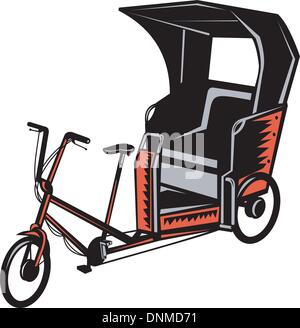 illustration of a Cycle Rickshaw isolated on white background Stock Vector