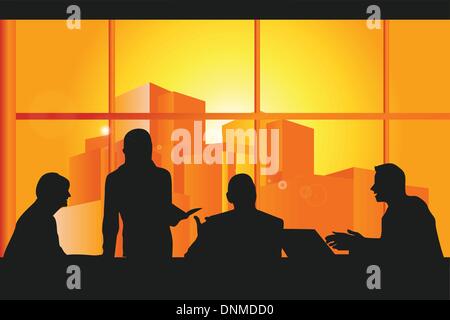 A vector illustration of a group business people in a meeting Stock Vector