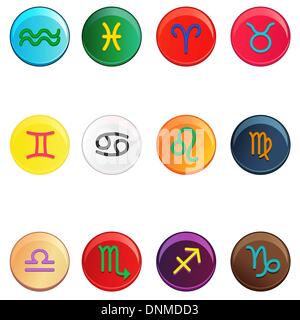 A vector illustration of colorful zodiac signs Stock Vector