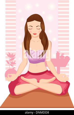 A vector illustration of a meditating yoga woman Stock Vector