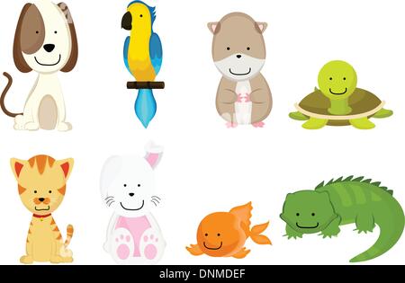 A vector illustration of pets cartoon Stock Vector