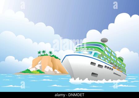 A vector illustration of luxury cruise ship in the sea for travel concept Stock Vector