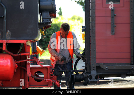 Kuehlungsborn, Germany, the steam locomotive Baederbahn Molli is vice couples Stock Photo