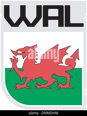 Illustration an icon of the Flag of Wales Stock Vector