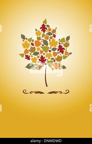 A vector illustration of a maple tree with colorful autumn leaves Stock Vector