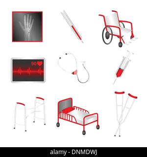 A vector illustration of a set of medical icons Stock Vector