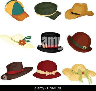 A vector illustration of different type of hats Stock Vector