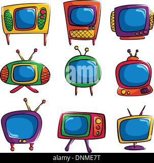 A vector illustration of a set of colorful televisions Stock Vector