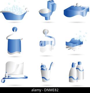 A vector illustration of icons of things that can be found in bathroom Stock Vector