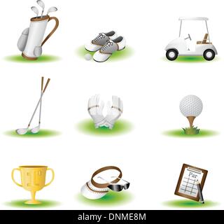 A vector illustration of golf related icons Stock Vector
