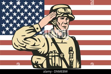 American Flag Saluting Soldier Background Stock Vector Image & Art - Alamy