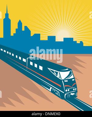 Mascot icon illustration of a vintage steam locomotive or train speeding in  full speed coming up the viewer on isolated background in retro style Stock  Vector Image & Art - Alamy