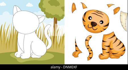 A vector illustration of a tiger puzzle Stock Vector