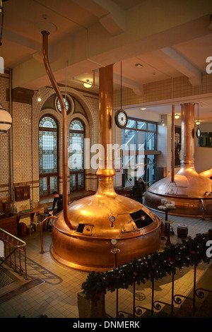 Brewing tanks at the Heineken brewery museum in Amsterdam, Holland Stock Photo