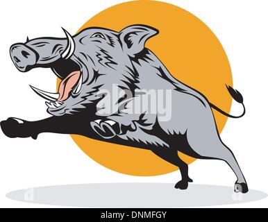 Wild Pig Boar Jumping Isolated Stock Vector Image & Art - Alamy