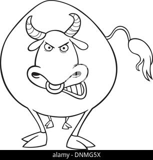 illustration of Angry bull for coloring book Stock Vector