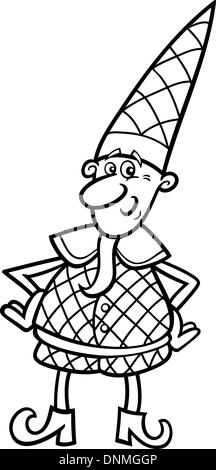 cartoon illustration of christmas elf or gnome for coloring book Stock Vector