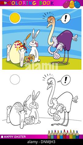 Bunny Painting Easter Egg Coloring Page for Kids Stock Vector Image ...