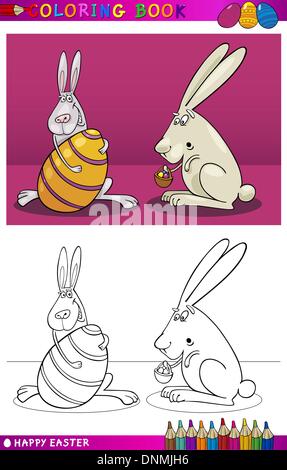 Bunny with Big Easter Egg Coloring Page for Kids Stock Vector Image ...