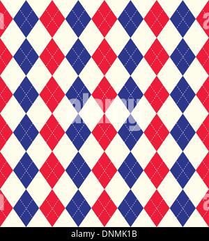 Seamless tiled background of an argyle style pattern using Union Jack flag colours Stock Vector