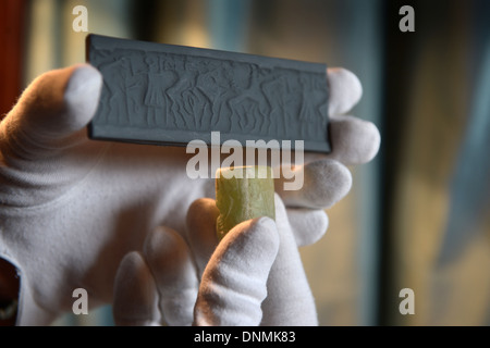 Berlin, Germany, antique gruenes cylinder seal impression from Iraq Stock Photo