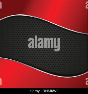Perforated metal background with glossy red background Stock Vector