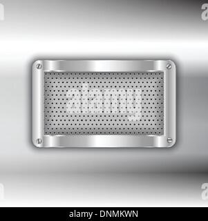 Metallic plate on a glossy metal background Stock Vector