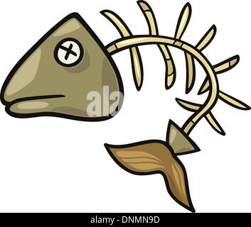 Cartoon Illustration of Fish bone or Fish Skeleton Clip Art Stock Vector