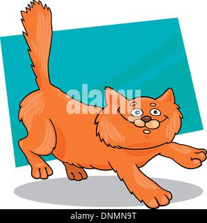 cartoon illustration of running red fluffy cat Stock Vector