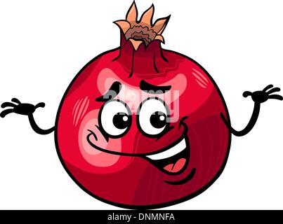 Cartoon Illustration of Funny Pomegranate Fruit Food Comic Character Stock Vector