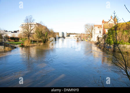 River Medway, Maidstone, Kent UK in flood Stock Photo