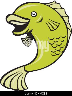 Cartoon Largemouth Bass Fish Baseball