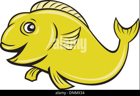 illustration of a happy cartoon fish isolated on white Stock Vector