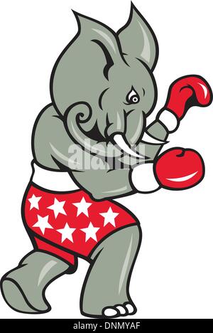 Illustration of a republican elephant mascot boxer boxing with gloves ...