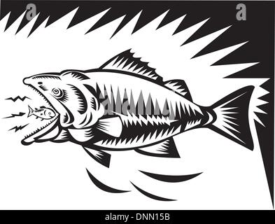 illustration of a big fish eating a small fish Stock Vector