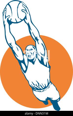 illustration of a basketball player duning the ball Stock Vector
