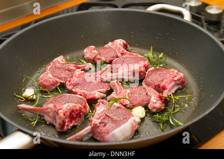 Lamb racks in a pan Stock Photo