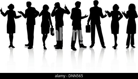 Silhouettes of business people in various poses Stock Vector