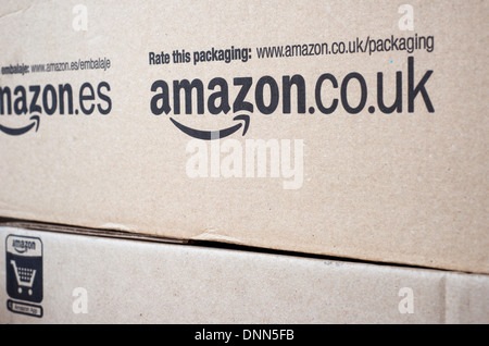 Close-up of Amazon online shopping packaging Stock Photo