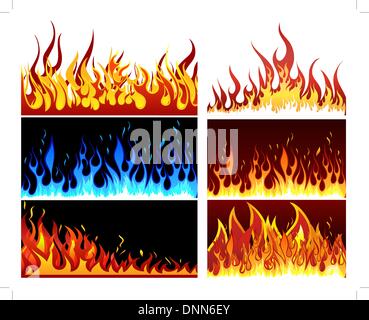 Big collection of fire elements. Fully editable EPS 10 vector illustration. Stock Vector