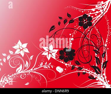 Floral vector illustration on red gradient background Stock Vector