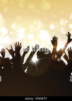 Silhouette of a party crowd on a christmas background Stock Vector