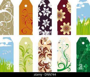 Set of ten vector floral bookmark labels Stock Vector